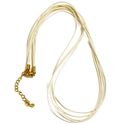 Halskæde af vokset bomuld og forgyldt stål. Creme. 48 cm